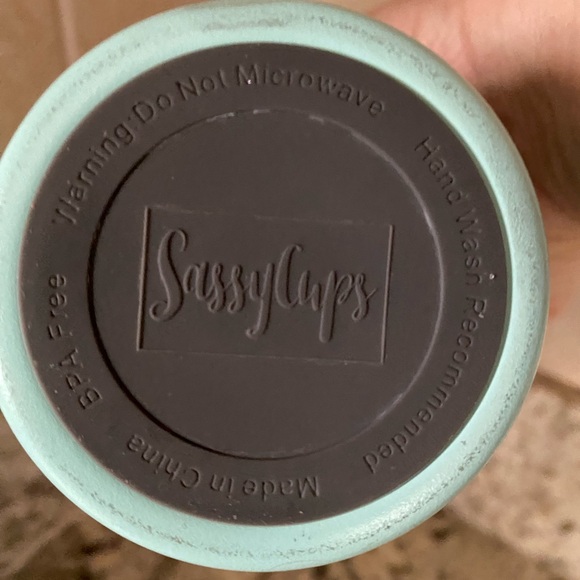 Travel cup “Best Teacher Ever” aqua w/silver lettering & plastic flexible straw - Picture 3 of 5